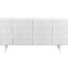 Buffet en bois blanc massif 177cm façades en reliefs desgin