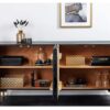 Buffet en bois de manguier foncé 160cm façades avec reliefs