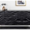 Buffet en bois de manguier foncé 160cm façades avec reliefs