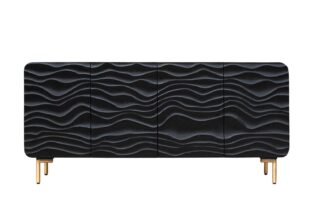 Buffet en bois de manguier foncé 160cm façades avec reliefs