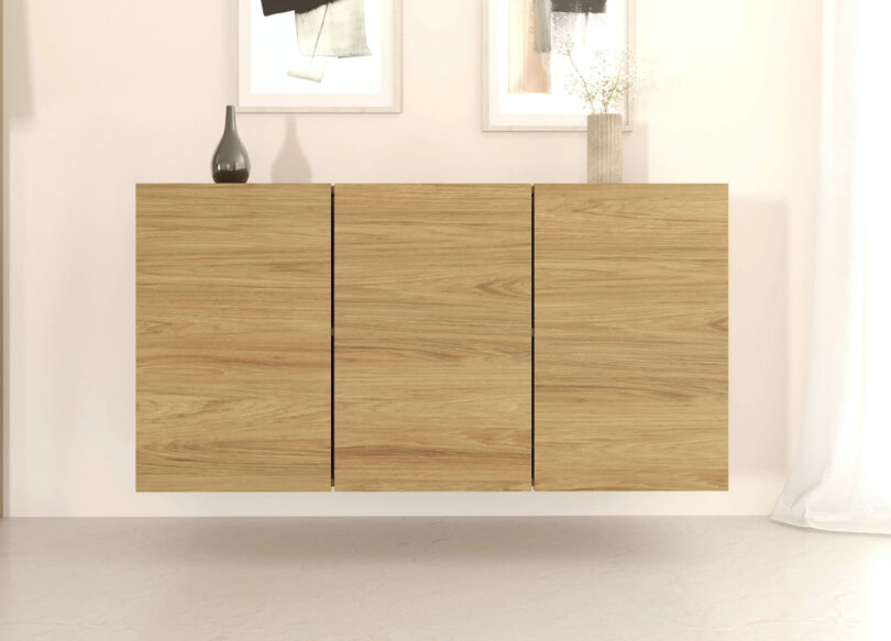 Buffet en bois aspect chêne hickory naturel