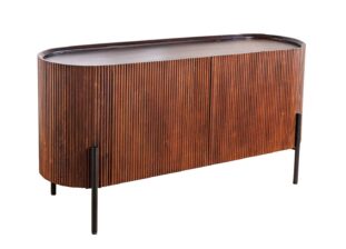 Buffet en bois de manguier massif rainuré et pieds noir 160cm