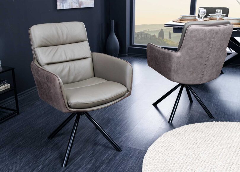 Chaise de salle à manger en cuir et microfibre