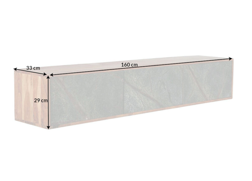 Meuble tv mural en bois d'acacia et pierre naturelle 160cm