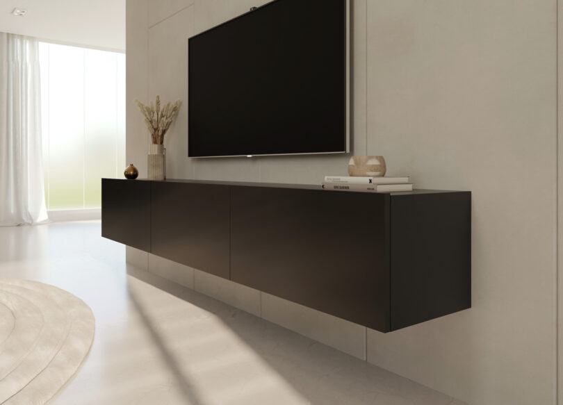 Meuble tv mural noir 180cm