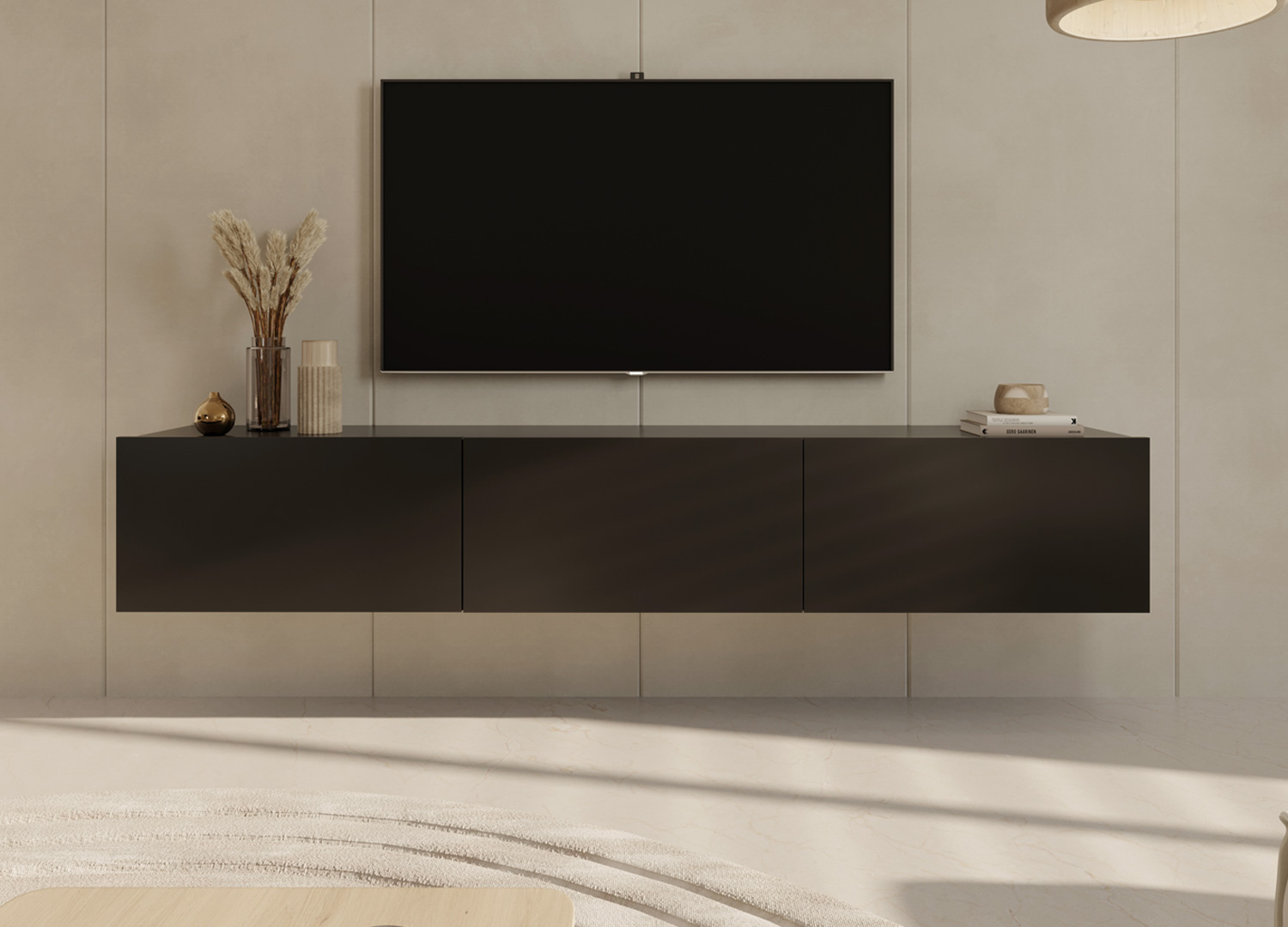 Meuble TV noir moderne 180 cm