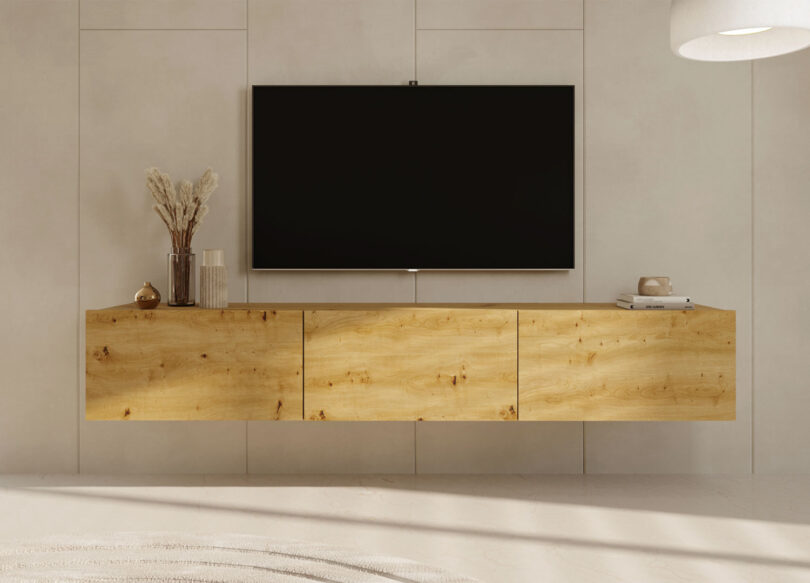 Meuble tv aspect bois de chêne artisan 180cm