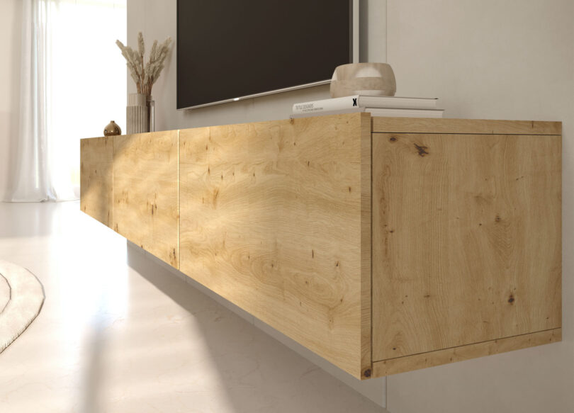 Meuble tv aspect bois de chêne artisan 180cm