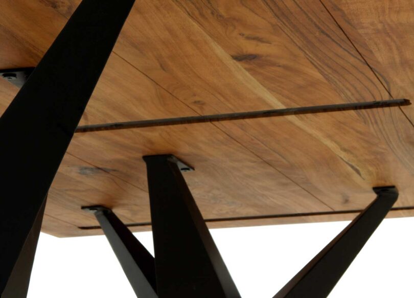 Table de repas 200cm en bois d'acacia massif piétement métal noir design