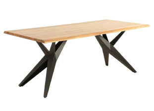Table de repas 200cm en bois d'acacia massif piétement métal noir design