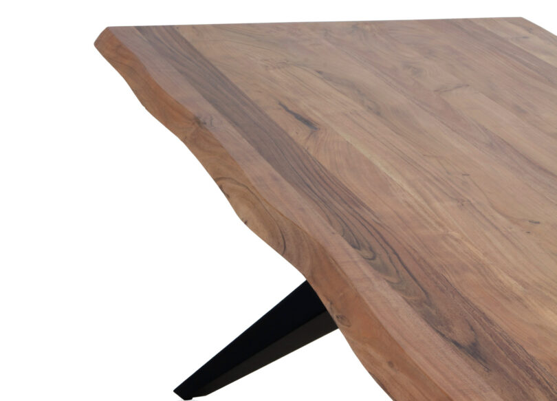 Table de repas 200cm en bois d'acacia massif piétement métal noir design