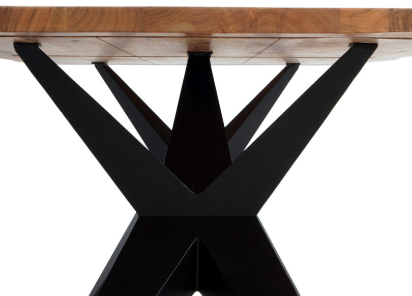 Table de repas 200cm en bois d'acacia massif piétement métal noir design