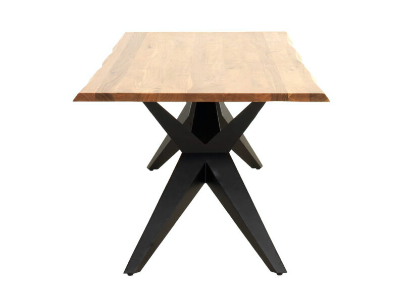 Table de repas 200cm en bois d'acacia massif piétement métal noir design