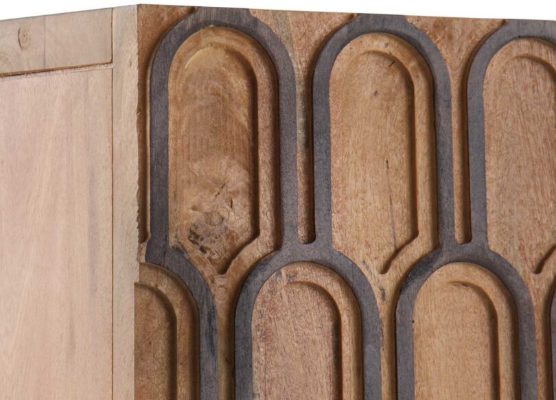 Buffet naturel sculpté main en bois de manguier massif