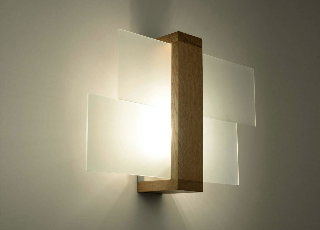 Applique murale bois et verre moderne