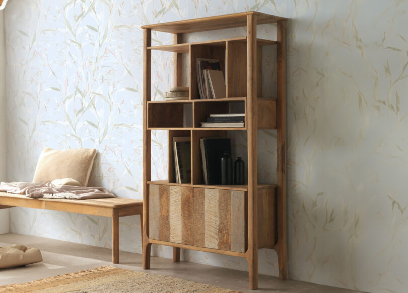 Bibliothèque en bois de manguier massif haute de 180cm
