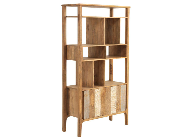 Bibliothèque en bois de manguier massif haute de 180cm