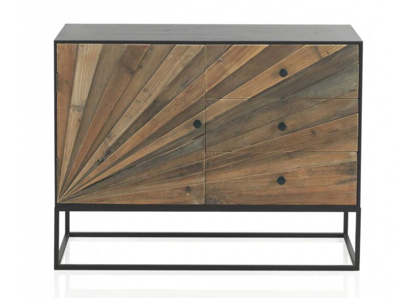 Petit meuble buffet en bois MDF et sapin naturel de 105cm