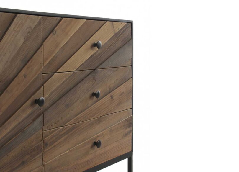 Petit meuble buffet en bois MDF et sapin naturel de 105cm