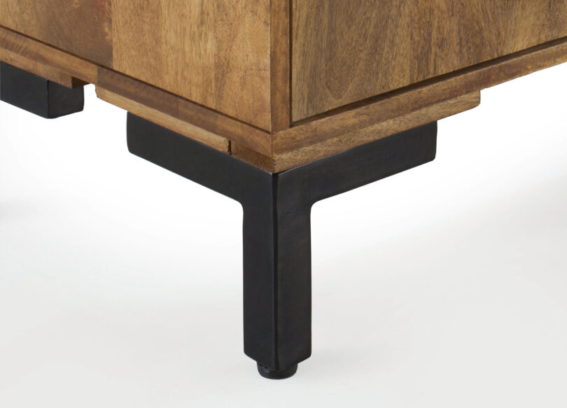 Meuble buffet en bois massif de manguier 177cm décor feuilles d'érables en façades