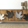 Meuble buffet en bois massif de manguier 177cm décor feuilles d'érables en façades