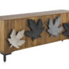 Meuble buffet en bois massif de manguier 177cm décor feuilles d'érables en façades