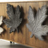 Meuble buffet en bois massif de manguier 177cm décor feuilles d'érables en façades