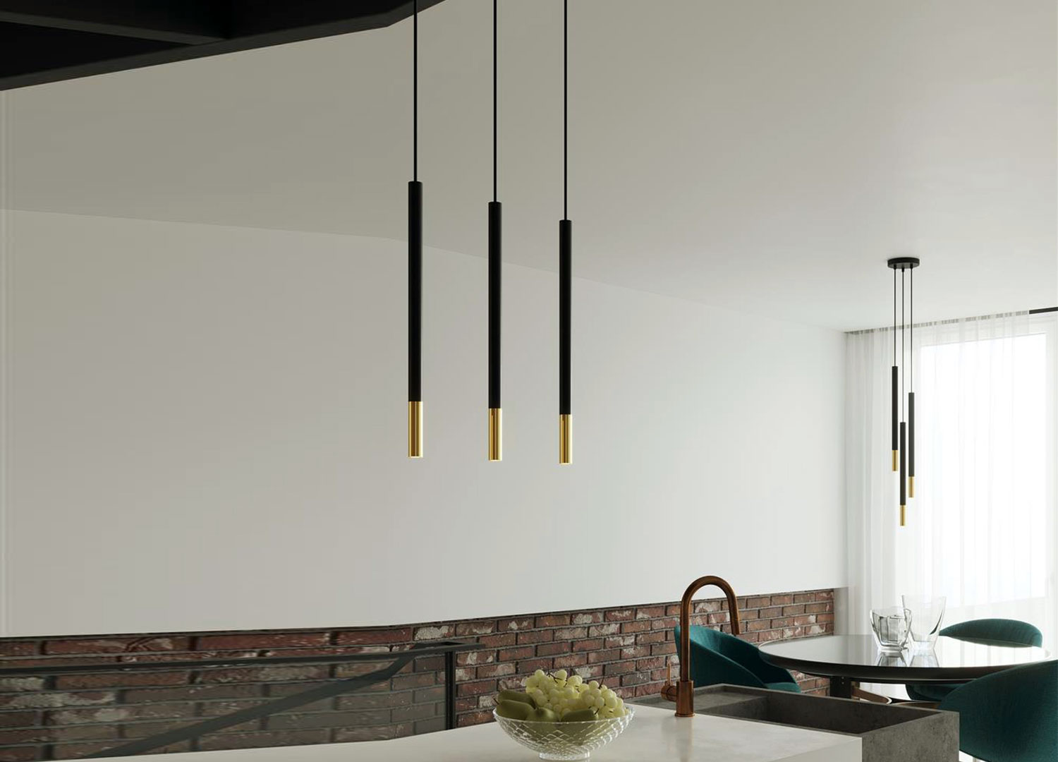 Lampe suspendue design en métal décor doré