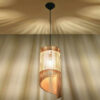 Lampe pendante en bois naturel moderne aspect baguettes de bois