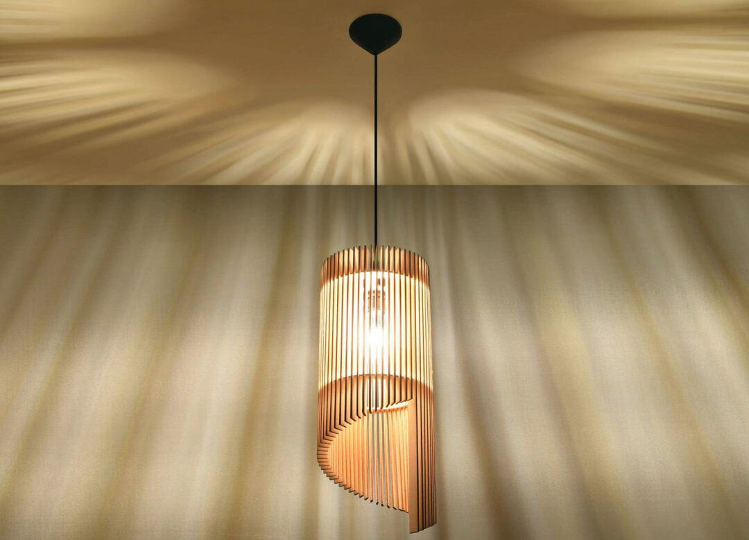 Lampe suspendue en bois naturel