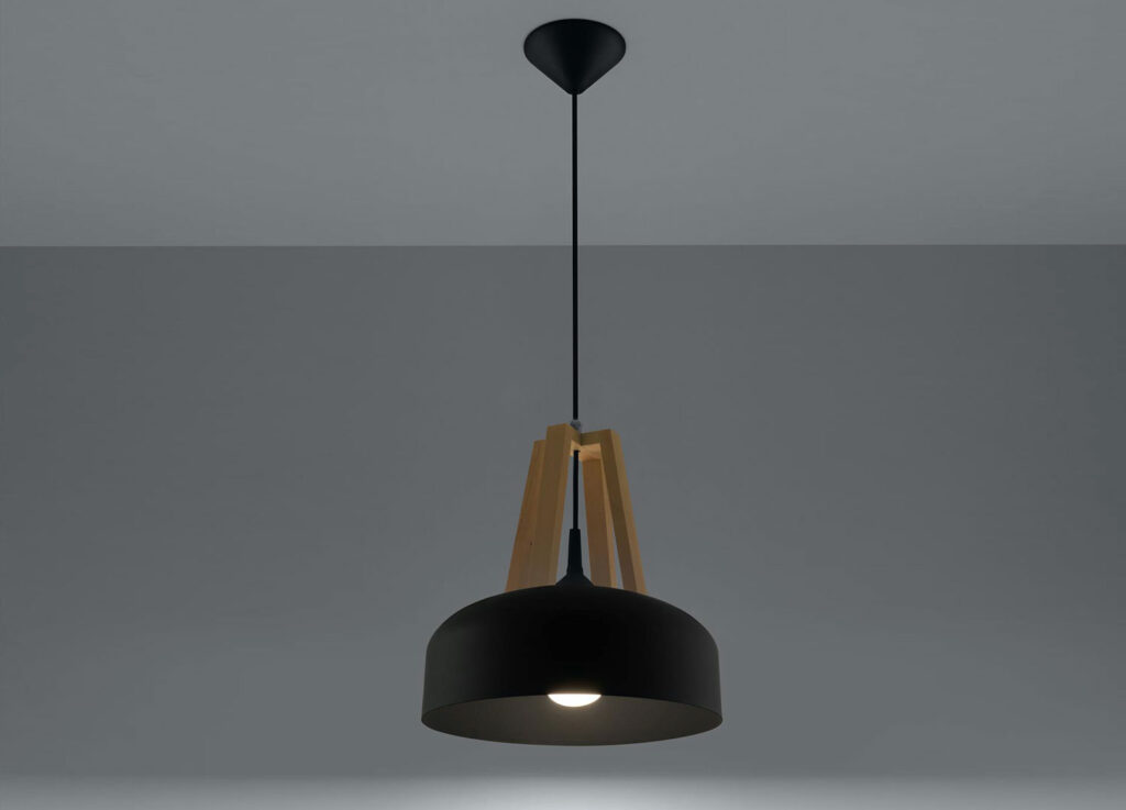 Lampe en Métal et Bois au Style Indus