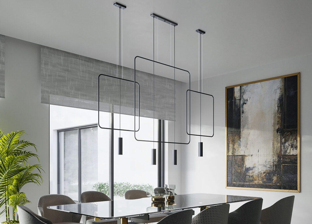 Luminaire en métal noir carré moderne