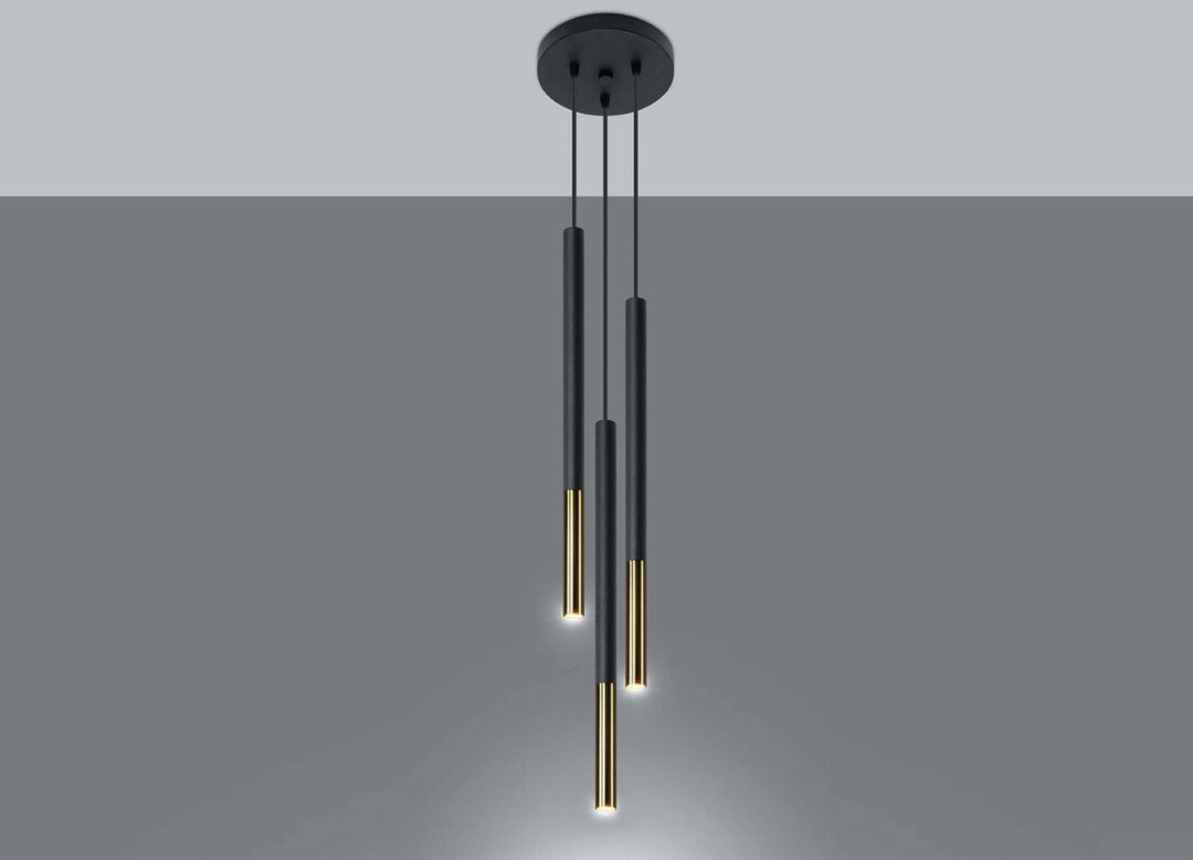 Lampe suspendue en métal noir et doré moderne