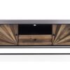 Meuble tv 140cm en bois mdf et bois de sapin naturel cadre noir