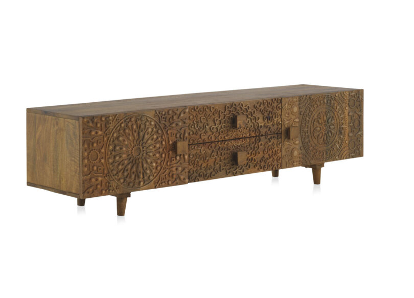 Meuble tv en bois de manguier massif oriental de 150cm