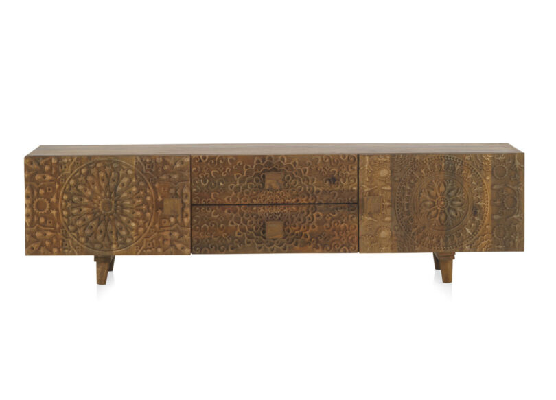 Meuble tv en bois de manguier massif oriental de 150cm