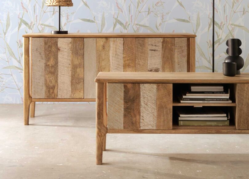 Meuble TV bois de manguier 140cm coloré