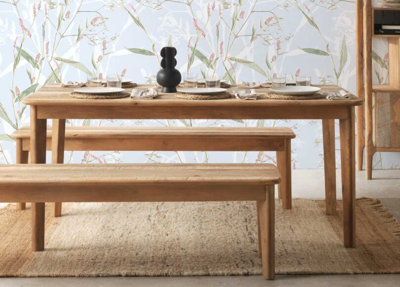 Table de salle à manger en bois de manguier massif coloré de 170cm
