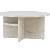 Table basse ronde aspect marbre beige moderne