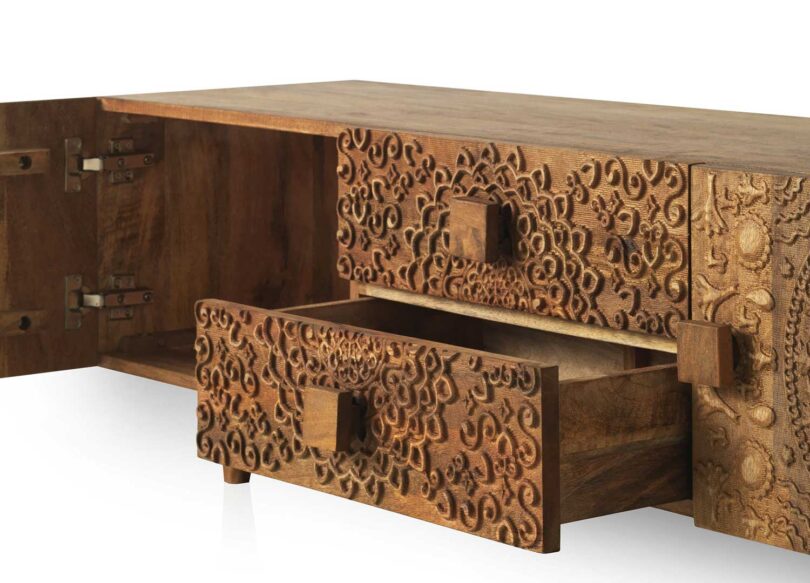 Meuble tv en bois de manguier massif oriental de 150cm