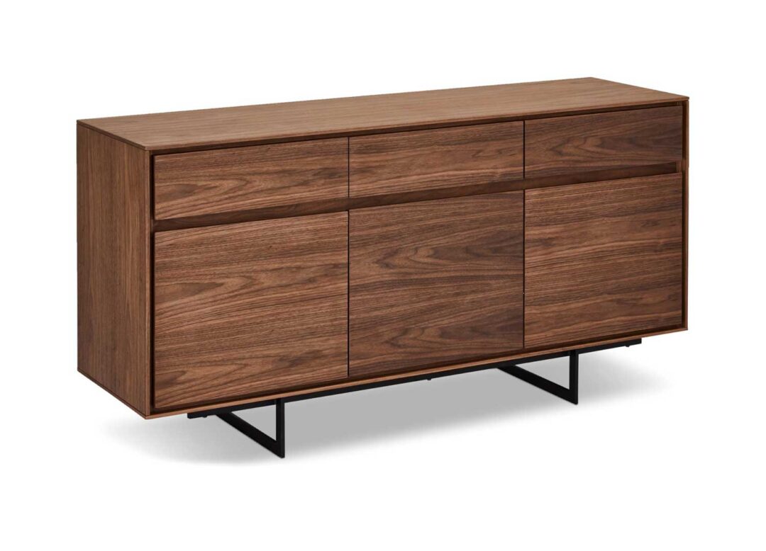 Buffet 3 portes aspect bois de noyer foncé moderne