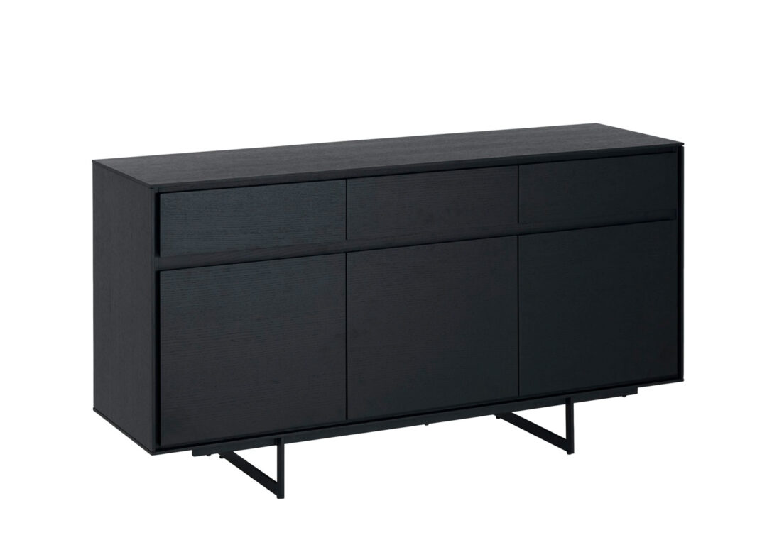Buffet 3 portes aspect chêne noir design moderne