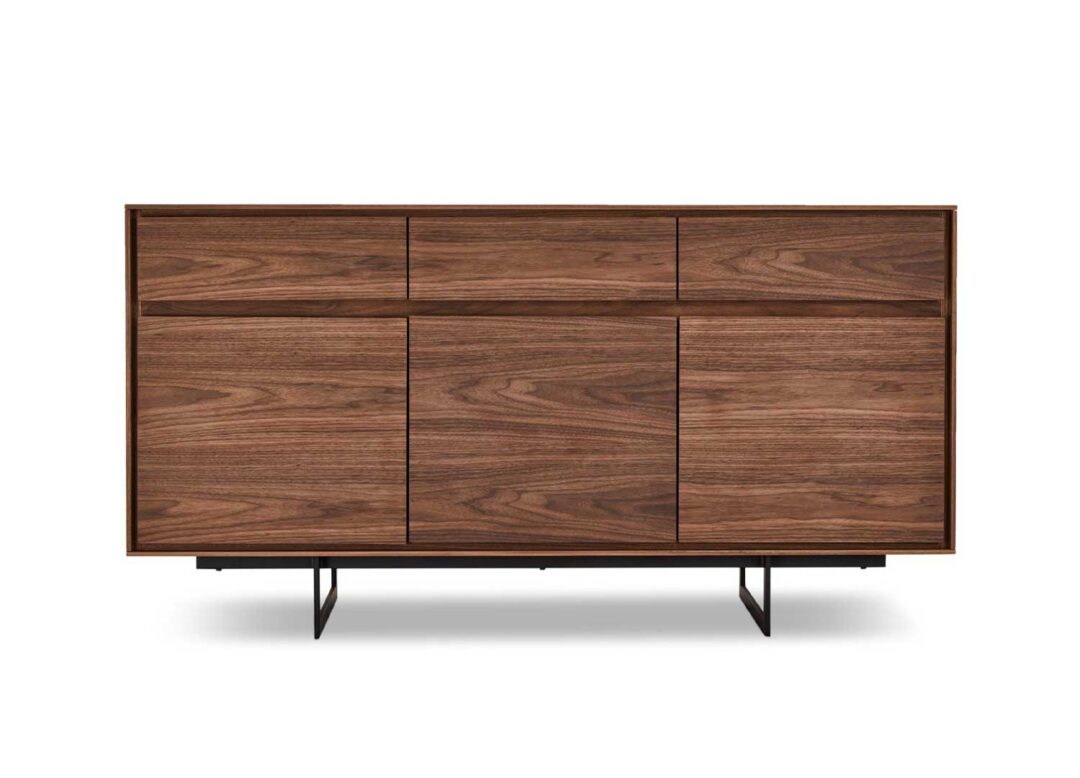 Buffet 3 portes aspect bois de noyer foncé moderne