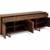 Buffet 4 portes aspect bois de noyer naturel 205cm