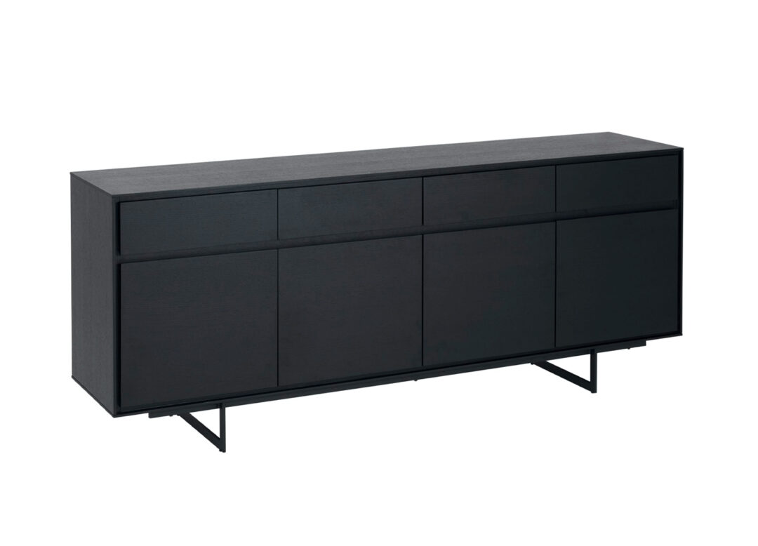 Buffet 4 portes aspect bois noir moderne