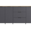 Meuble buffet 3 portes 3 tiroirs aspect gris graphite et chêne navarra moderne