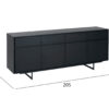 Buffet 4 portes aspect bois noir moderne