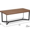 Table basse rectangulaire de 140cm aspect bois de noyer contemporaine