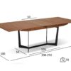 Table à manger aspect bois de noyer de 2m extensible jusqu'à 2m50