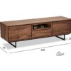 Meuble tv 160cm en bois aspect noyer foncé de 2 portes moderne